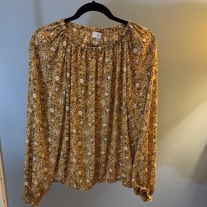 loft mustard floral blouse